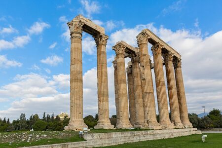 Columns of the ancient Acropolis in Athens, Greeceの写真素材