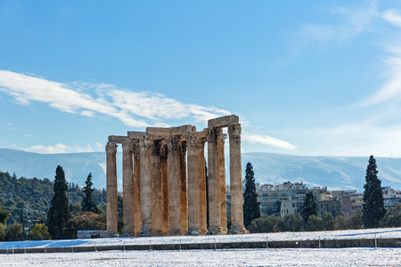 Temple Of Olympian Zeus, Greece, Athens, winterの写真素材