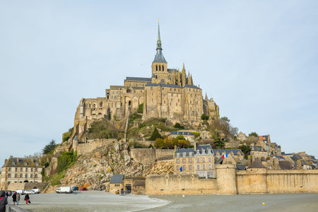 Mont Saint-Michel (mount Saint Michael) is a small rocky island turned into a fortress island on the North â West coast of France.のeditorial素材