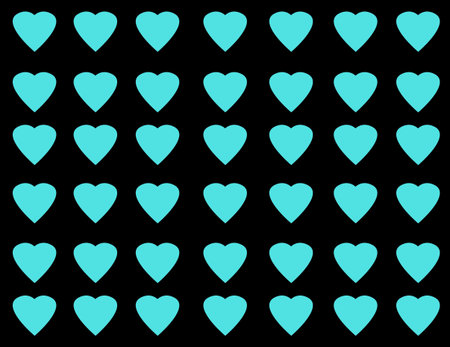 blue hearts patterns in black background