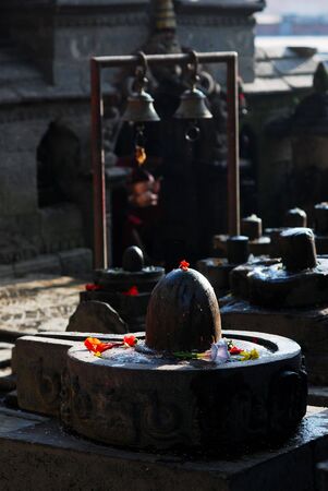 Closeup of stone shivlingの写真素材