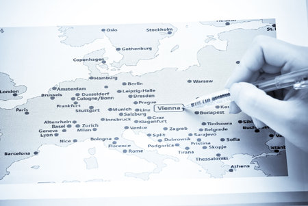 Vienna on Europe map