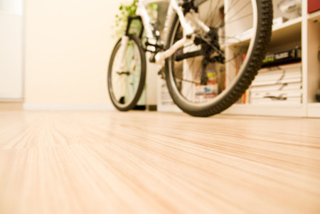 Abstract Home Interior - Domestic Room with a Bicycleの写真素材
