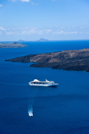 Motor yacht underway out at sea の写真素材