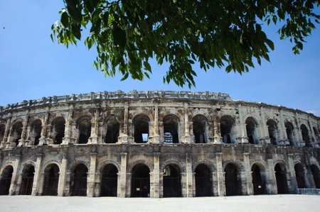 Roman Amphitheater in Nimes, France   の写真素材