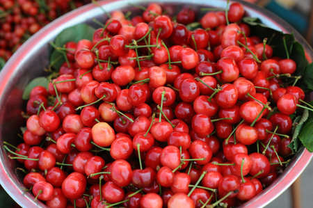 Ripe cherries for sale 
