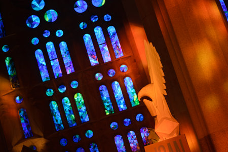 Stained glass window in the Cathedralの写真素材