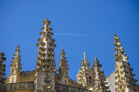 Detail of the gothic cathedral of Salamanca, Spainの写真素材