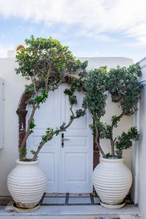Traditional Aegean architecture wooden windowの写真素材