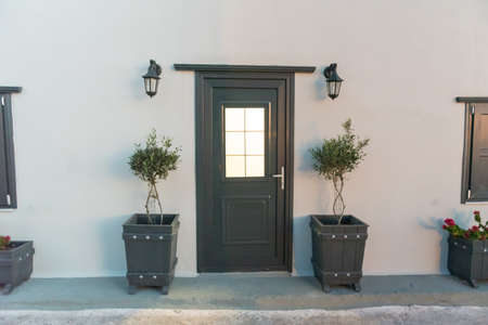 Traditional Aegean architecture wooden windowの写真素材