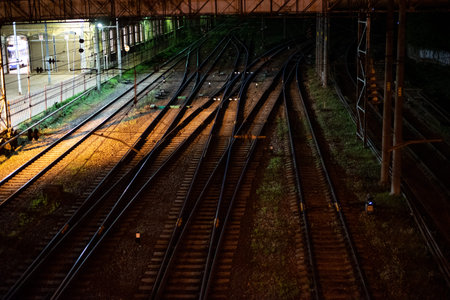 Night shot of railroad crossings
