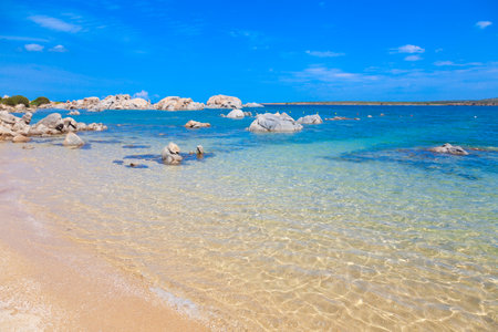 Amazing beach with white sand and turquoise water, Sardinia, Italyの写真素材