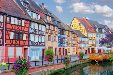 Colorful houses in Petite France district of Strasbourg, Franceの写真素材