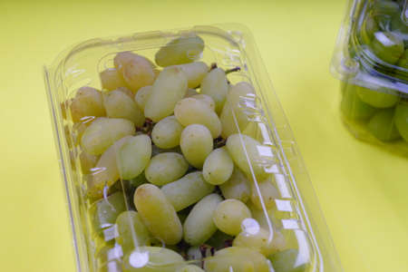 Grapes On Green Background , Grapes Images , Grapes Photo .a bunch of ripe green grapes on a green background.の写真素材