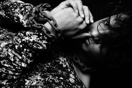 handsome man dark photos , sad , black and white men model photo , image , portrait black and white .の写真素材