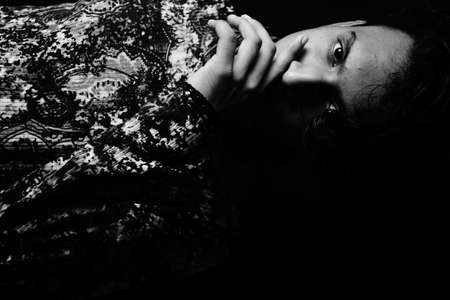 handsome man dark photos , sad , black and white men model photo , image , portrait black and white .の写真素材