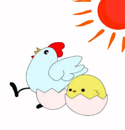 Sunny happy chicken vectorのイラスト素材