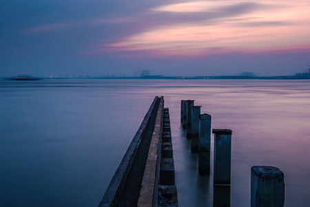 Jiangyin Yangtze River sunset sceneryの写真素材