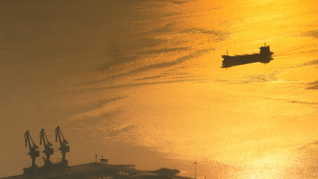 Yellow Sea port Sunrise scenery