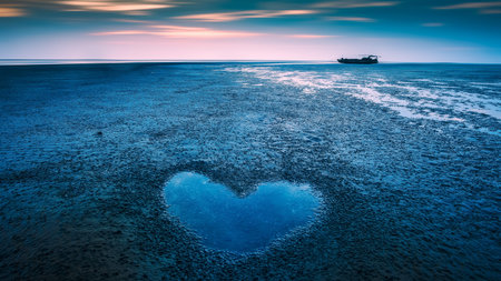 Heart shape in the sea