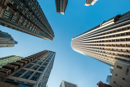 The glass walls of modern buildings,HongKongの写真素材