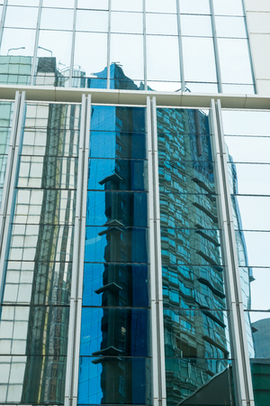 The glass walls of modern buildings,HongKongのeditorial素材