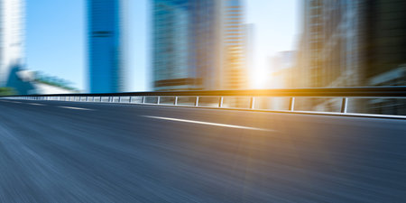 Road concept map based on the city building in Hong Kong.の写真素材