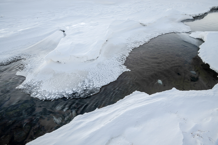 Scenic view of a half-frozen riverの写真素材