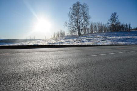 Highway in winterの写真素材