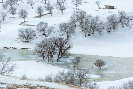 Inner Mongolia Chifeng City, winter grassland sceneryのeditorial素材