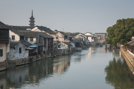 Kunshan City, Jiangsu province China town Qiandengのeditorial素材