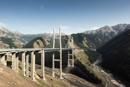 Xinjiang, Yili, Gou Zi Gou bridge sceneryの写真素材