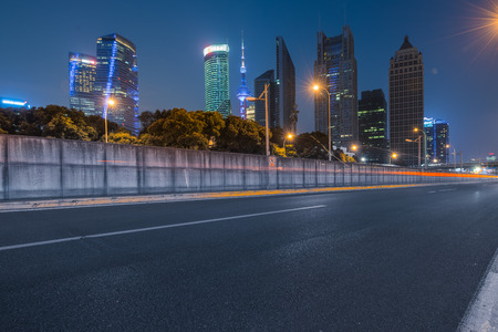 Cityscape in Shanghai at nightの写真素材