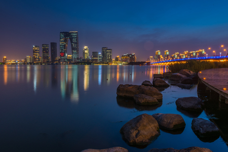 Suzhou Jinji lake nightscapeのeditorial素材