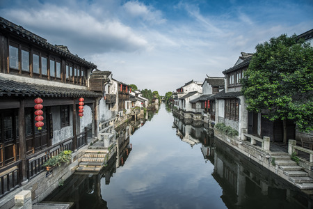 The ancient town of Dang Kou in Wuxi, Jiangsu, Chinaのeditorial素材