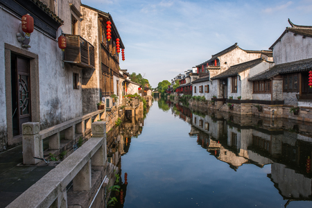 The ancient town of Dang Kou in Wuxi, Jiangsu, Chinaのeditorial素材