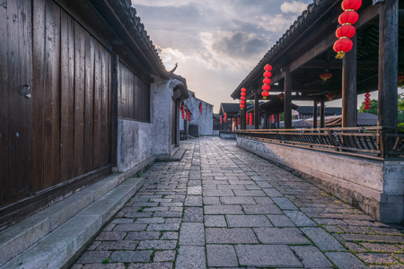 The ancient town of Dang Kou in Wuxi, Jiangsu, Chinaのeditorial素材