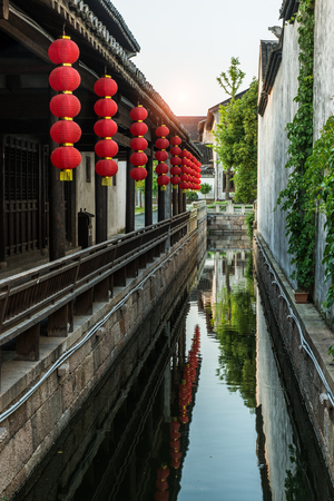 The ancient town of Dang Kou in Wuxi, Jiangsu, Chinaの写真素材