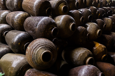 Stacked clay jarsの写真素材