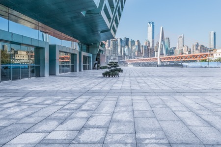 Ground roads and the city skyline of Chongqingの写真素材