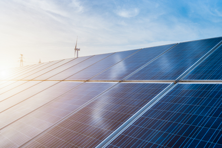 A photovoltaic power plant in the sunshineの写真素材