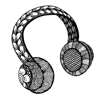Doodle style headphones vector illustration, hand drawingのイラスト素材