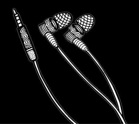 Doodle style headphones vector illustration, hand drawingのイラスト素材