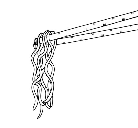 Doodle noodle, hand drawing illustration on white background.のイラスト素材