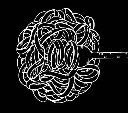 Spaghetti doodle, hand drawingのイラスト素材