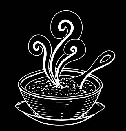 Simple hand drawn doodle of a bowl of soupのイラスト素材
