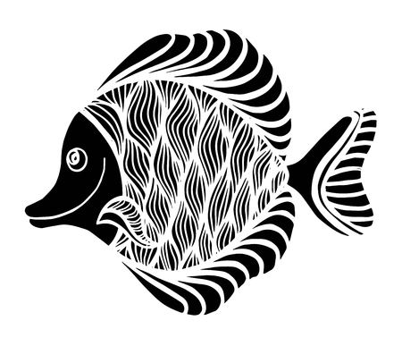 Fish doodle. Hand Drawn patterned vector. Sea art collection.のイラスト素材