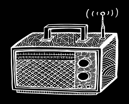zentangle style retro radio streo vector illustrationのイラスト素材