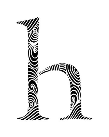 Letter h in doodle style. Hand drawn sketch font, vector illustration for coloring page, makhendas or decorationのイラスト素材