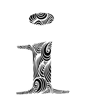 Zentangle stylized alphabet. Letter i in doodle style. Hand drawn sketch font, vector illustration for coloring page, makhendas or decorationのイラスト素材